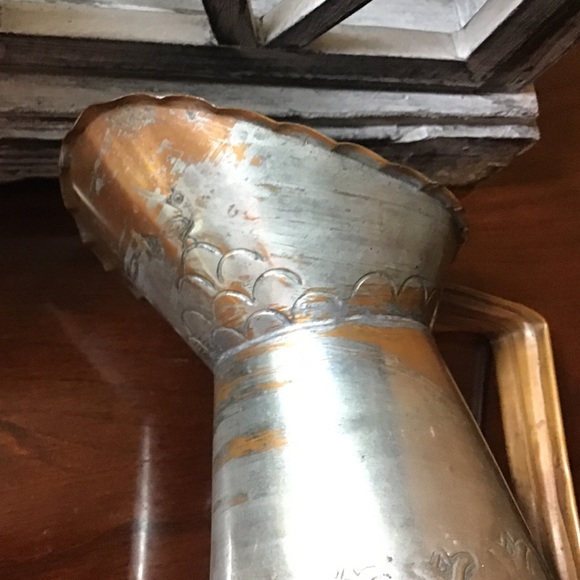 Vintage Handcrafted silver wash copper pitcher - Picture 7 of 8
